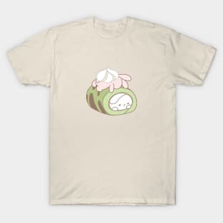 dorable Rabbits Playfully Rolling Inside Bunicream Rollcake T-Shirt